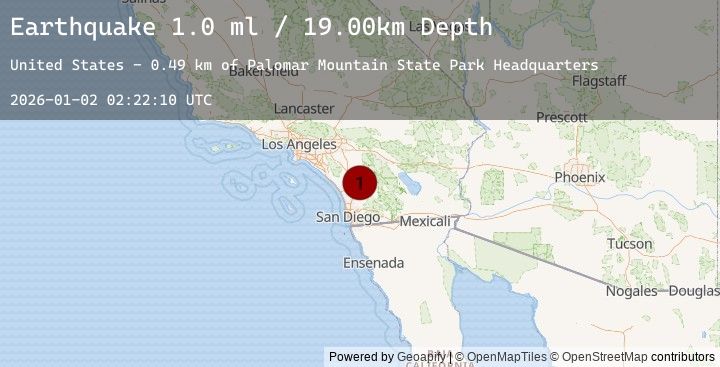 Map of 5 km SW of Palomar Observatory, CA