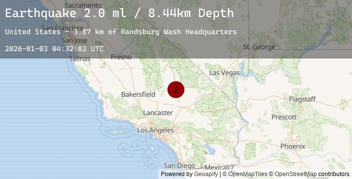 Map of 25 km SSE of Trona, CA