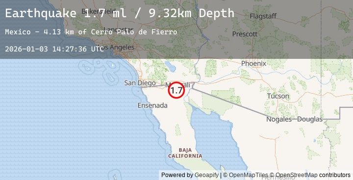 Map of 16 km SSE of Progreso, B.C., MX