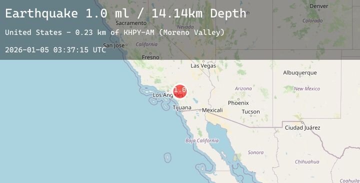 Map of 6 km S of Redlands, CA