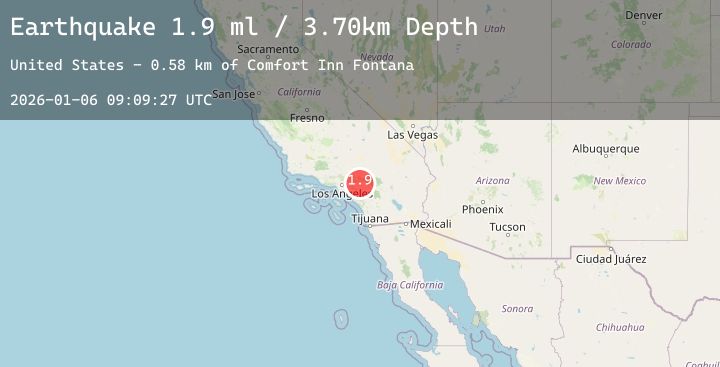 Map of 4 km NW of Fontana, CA