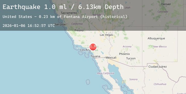 Map of 7 km NNE of Fontana, CA