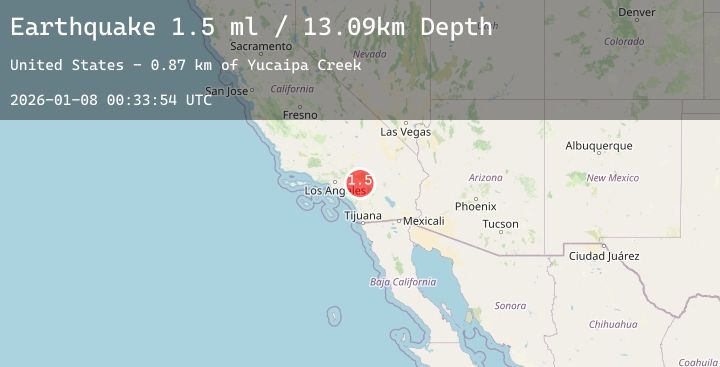 Map of 7 km S of Redlands, CA