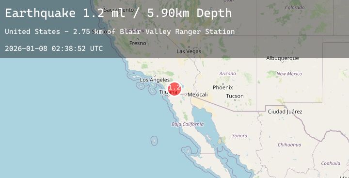 Map of 16 km ESE of Julian, CA