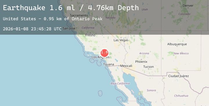 Map of 12 km WSW of Lytle Creek, CA