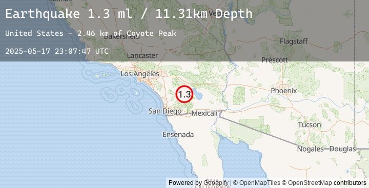 Map of 8 km NNE of Borrego Springs, CA