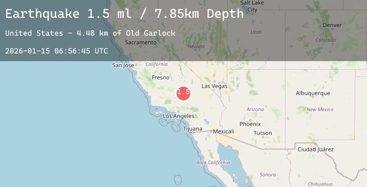 Map of 16 km WSW of Johannesburg, CA