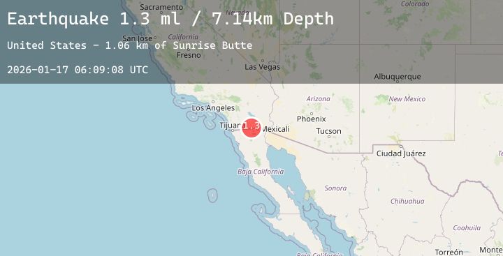 Map of 16 km ESE of Ocotillo, CA