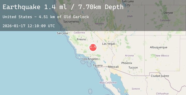 Map of 16 km WSW of Johannesburg, CA