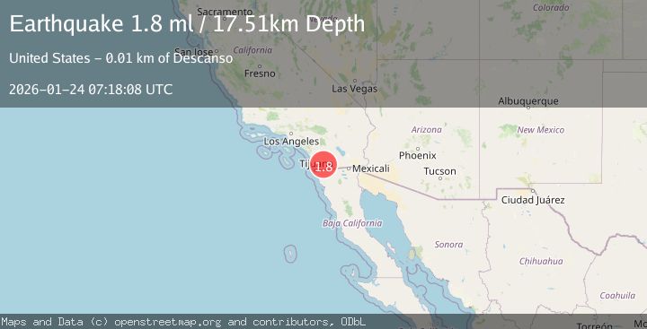 Map of 11 km WSW of Pine Valley, CA