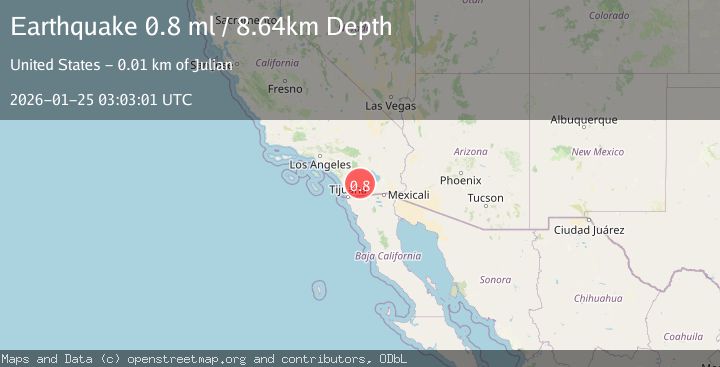 Map of 15 km ESE of Julian, CA