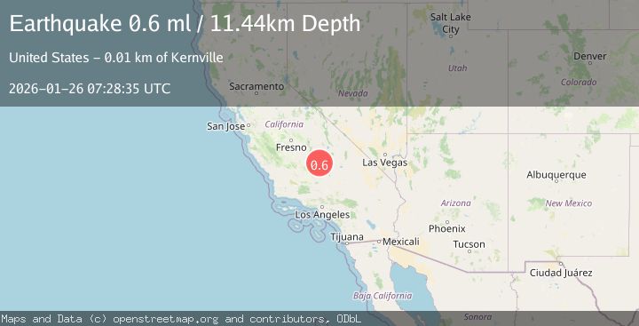 Map of 12 km NNE of Kernville, CA