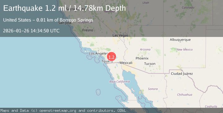 Map of 12 km N of Borrego Springs, CA