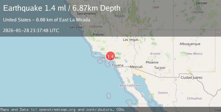 Map of 2 km ESE of La Mirada, CA