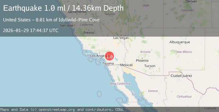 Map of 8 km WSW of Idyllwild, CA