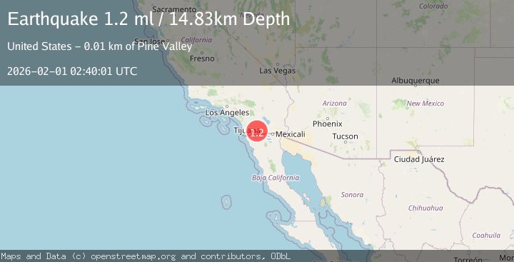 Map of 13 km ESE of Pine Valley, CA