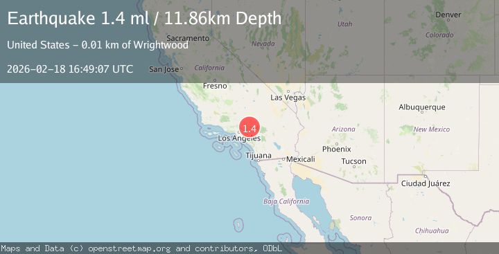 Map of 7 km ESE of Wrightwood, CA