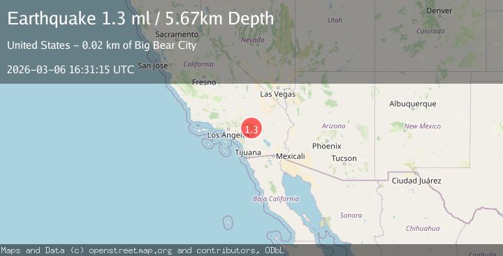 Map of 19 km SSE of Big Bear City, CA