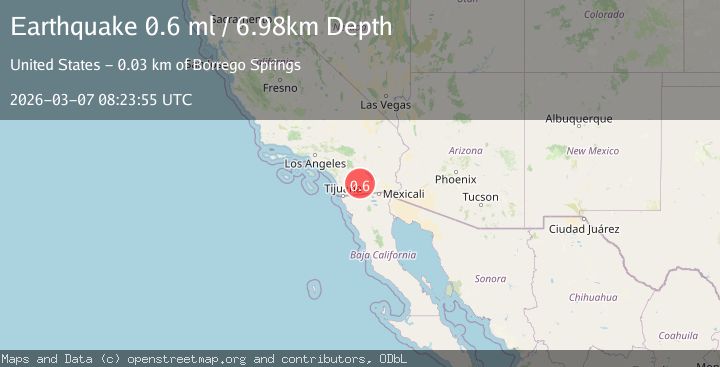 Map of 20 km SW of Ocotillo Wells, CA