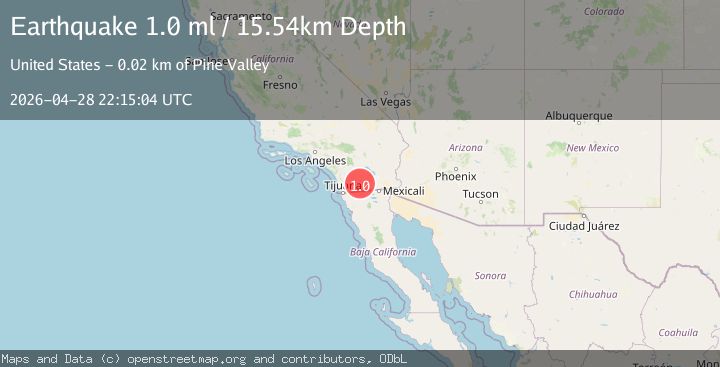 Map of 25 km ENE of Pine Valley, CA