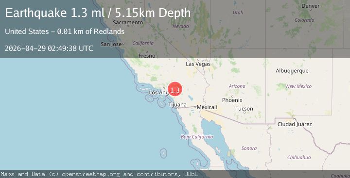 Map of 7 km SSW of Redlands, CA