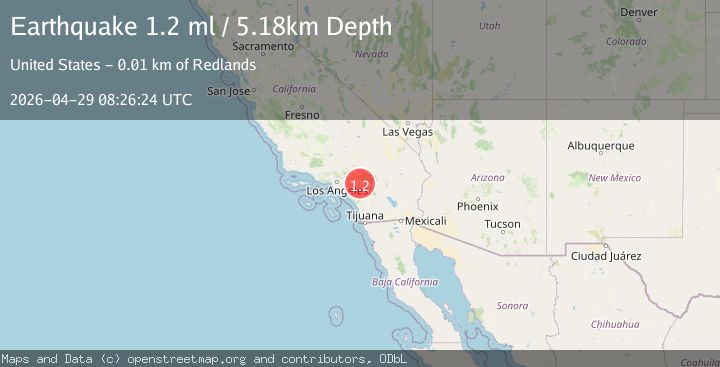 Map of 6 km SSW of Redlands, CA