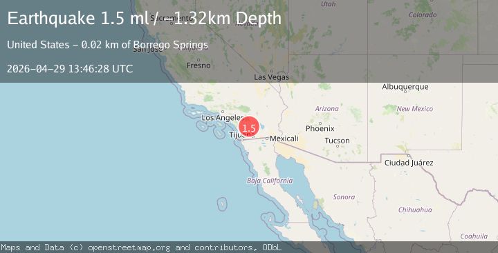 Map of 8 km E of Warner Springs, CA