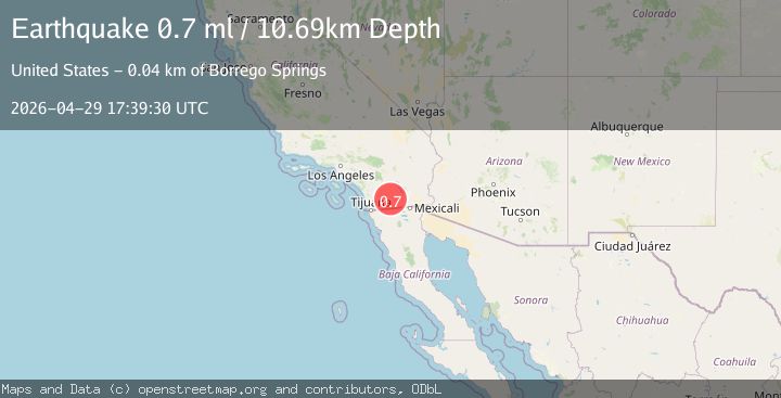 Map of 22 km SSW of Ocotillo Wells, CA