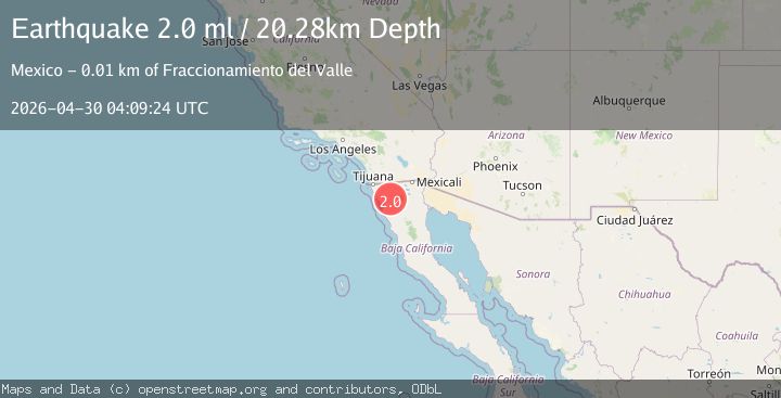 Map of 37 km ENE of Ensenada, B.C., MX