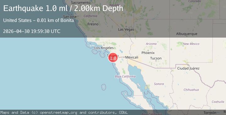 Map of 7 km SE of Bonita, CA