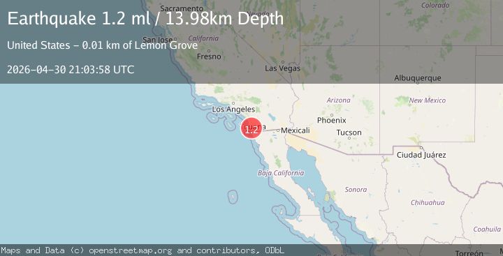 Map of 6 km WNW of Lemon Grove, CA