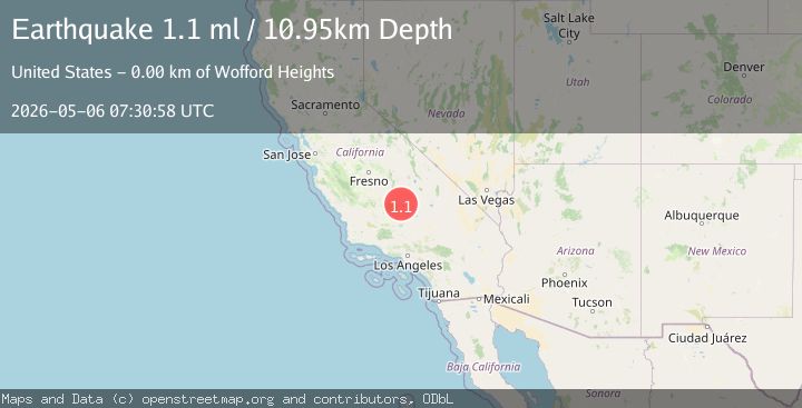 Map of 5 km NW of Wofford Heights, CA