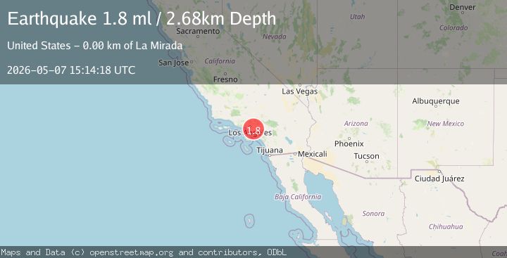 Map of 2 km WNW of La Mirada, CA