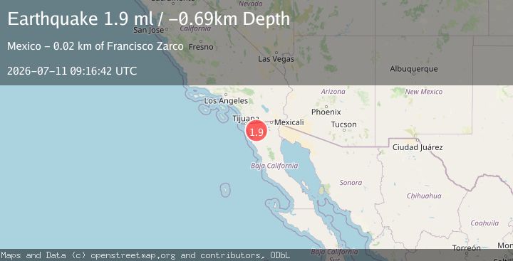 Map of 45 km NE of Ensenada, B.C., MX
