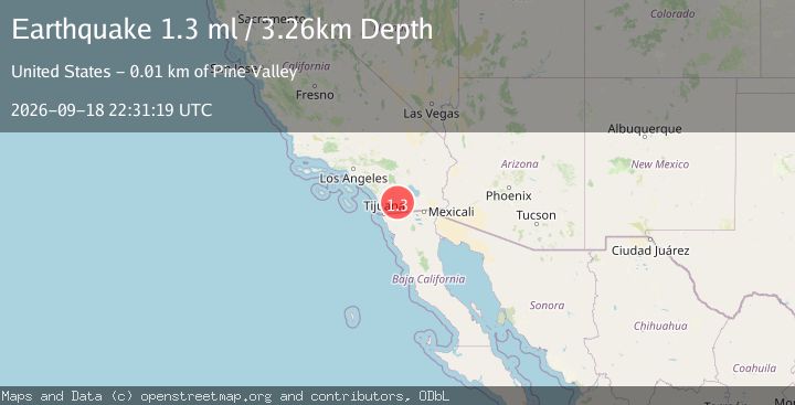 Map of 15 km NNE of Pine Valley, CA