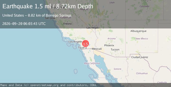 Map of 22 km NNW of Borrego Springs, CA