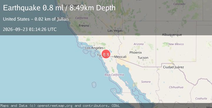 Map of 16 km SE of Julian, CA