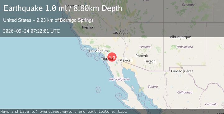Map of 22 km SW of Ocotillo Wells, CA