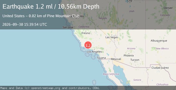 Map of 25 km SW of Pine Mountain Club, CA