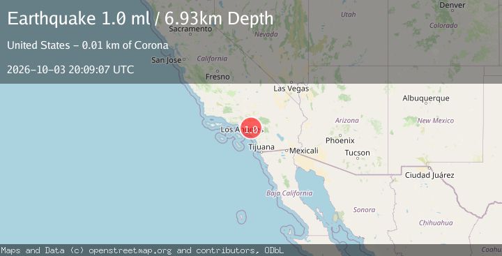 Map of 10 km WSW of Corona, CA