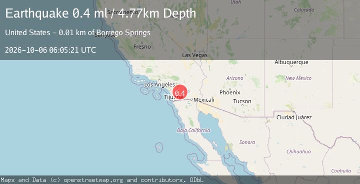 Map of 11 km SW of Borrego Springs, CA