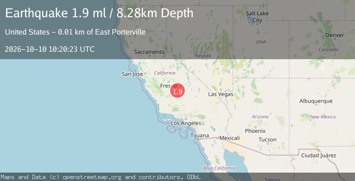 Map of 7 km NE of Porterville, CA