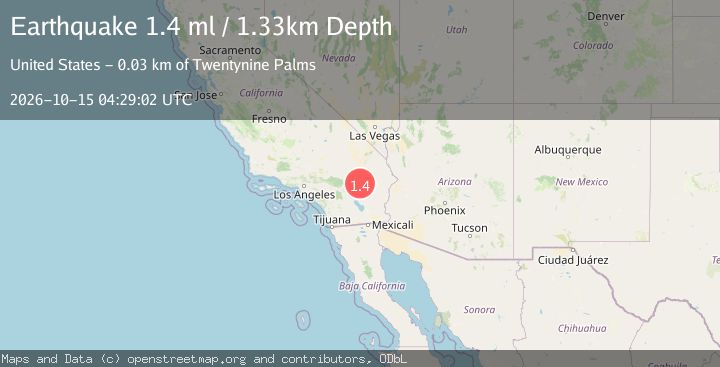 Map of 28 km E of Twentynine Palms, CA