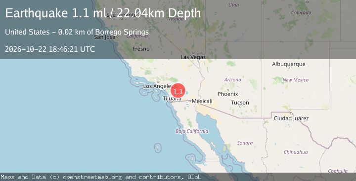 Map of 18 km NNW of Borrego Springs, CA