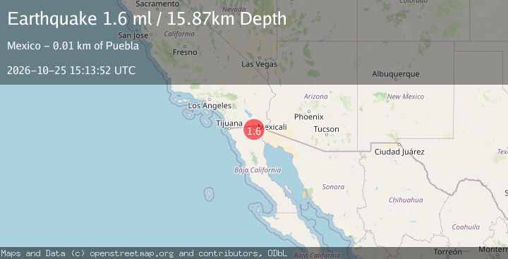 Map of 13 km SW of Puebla, B.C., MX