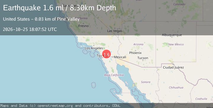 Map of 23 km ESE of Julian, CA