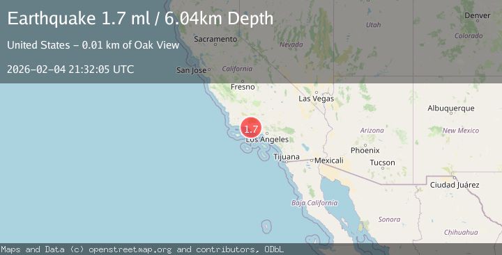 Map of 8 km N of Ventura, CA