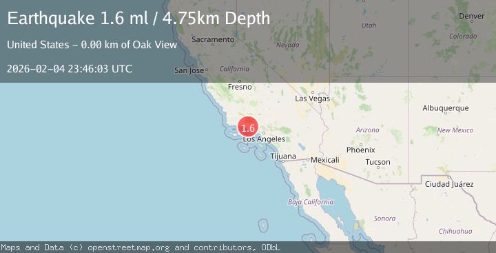 Map of 8 km SSW of Ojai, CA