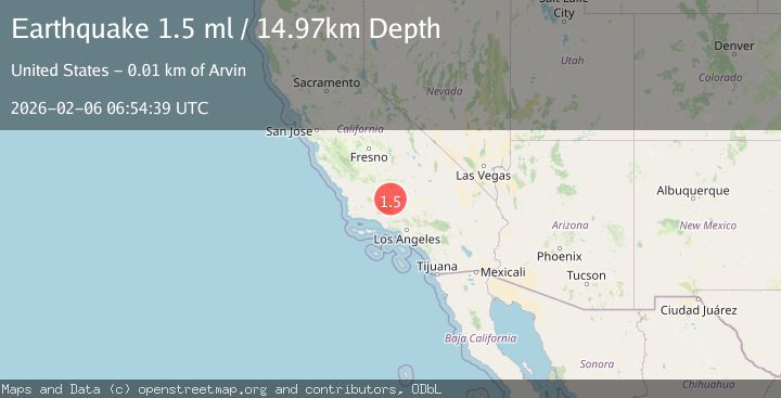 Map of 14 km SSW of Arvin, CA