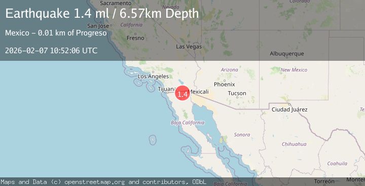 Map of 9 km WSW of Progreso, B.C., MX
